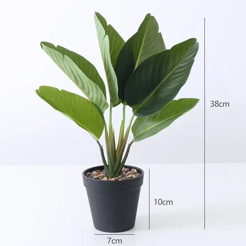 Tropical artificial banana pot plants decorations jungle realistic - 38 cm A