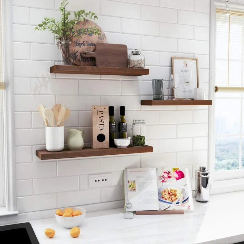 Wooden plant shelves decorative wall shelves for storage - view 3