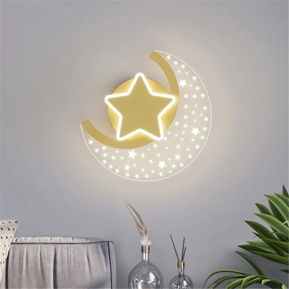 Led star and moon wall sconce for interior decoration - view 3