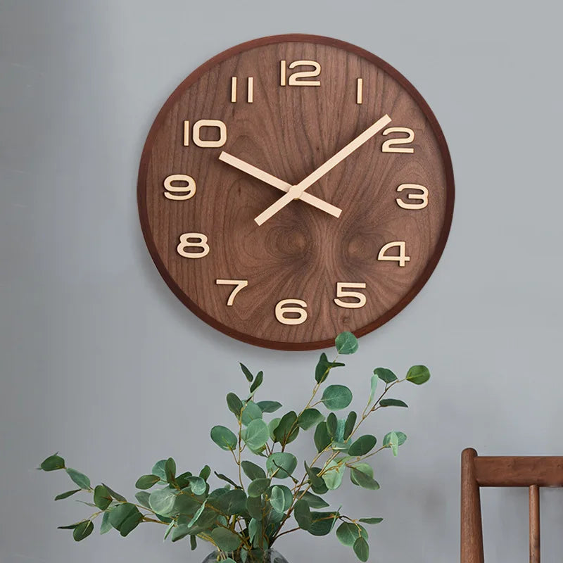 Chinese wooden wall clock Nordic style modern decor - view 2