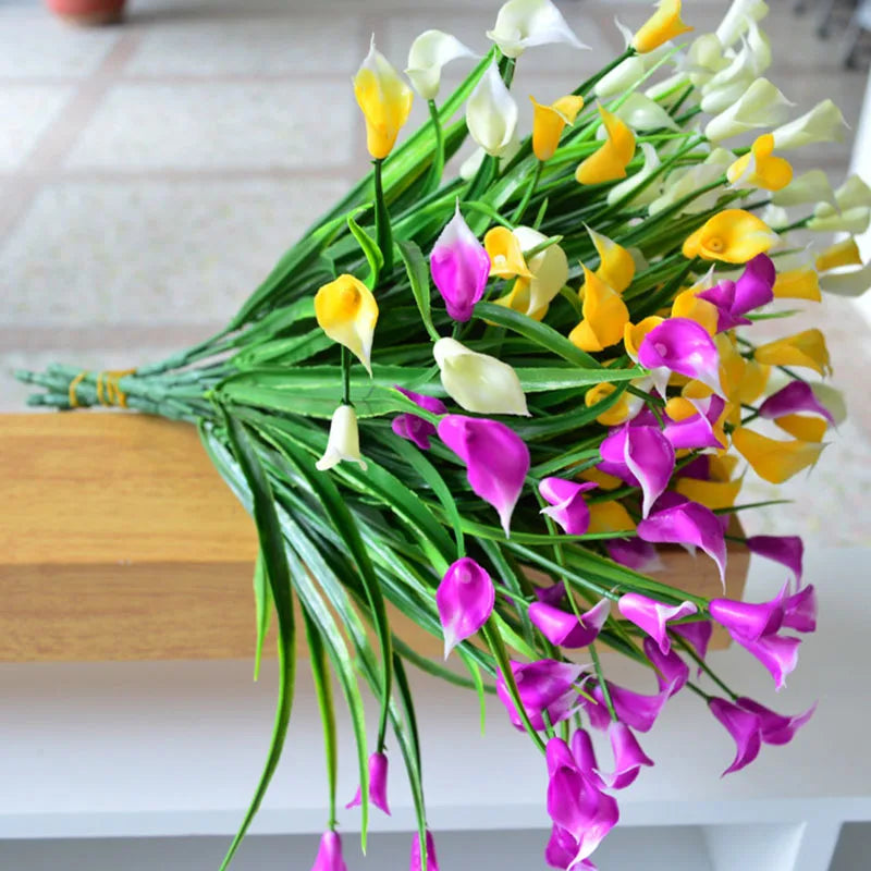 Bouquet of 25 heads of artificial mini calla elegant floral decoration