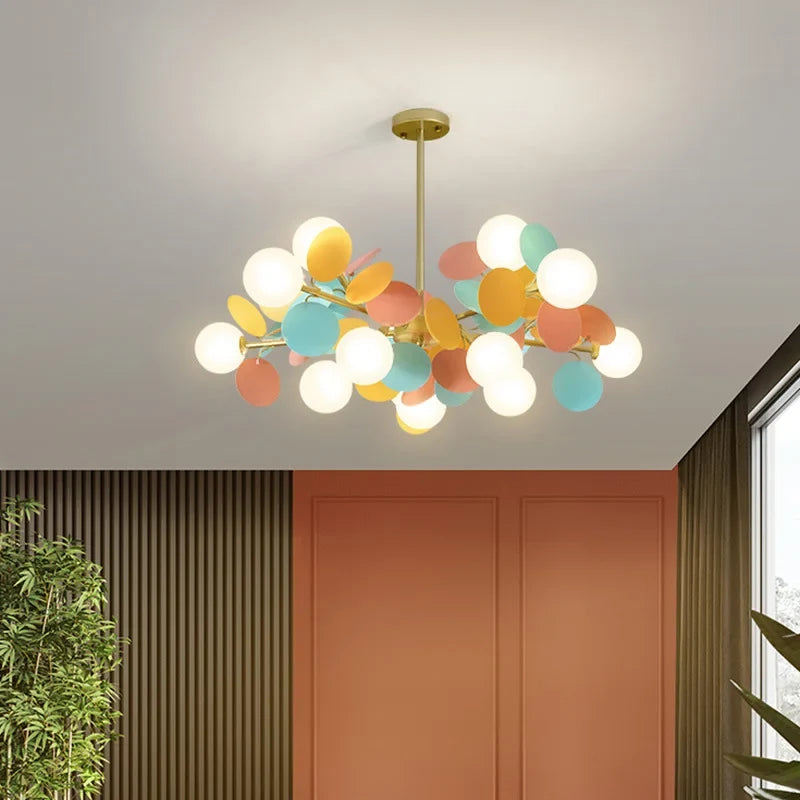 Child chandelier flowers multicolored decorative pendant light - view 2