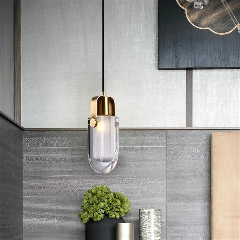Modern crystal pendant light with decorative led lighting - view 2
