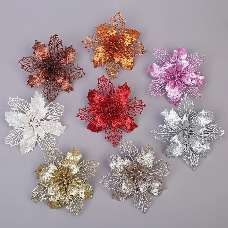 Hanging decoration glittery flower for Christmas tree