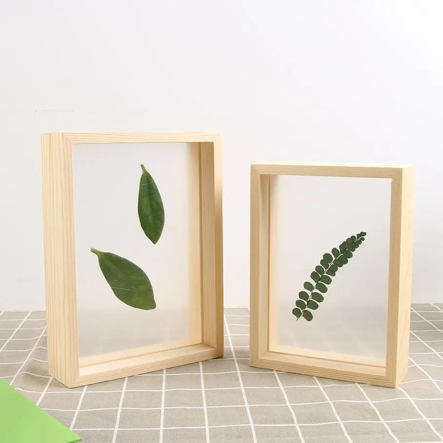 Vintage wooden and transparent plastic picture frame for interior decoration - view 3