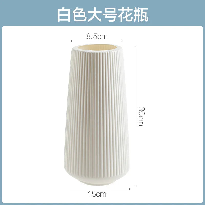 Nordic Style Plastic Vase Ornaments, Flower Arrangement, Home Living Room Decoration, Dried Flower Creative Art, Desktop decor - 3515 white