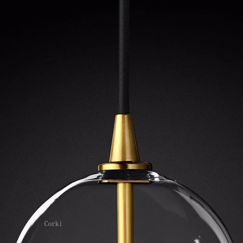 Transparent glass pendant light with modern and vintage bubbles - view 4