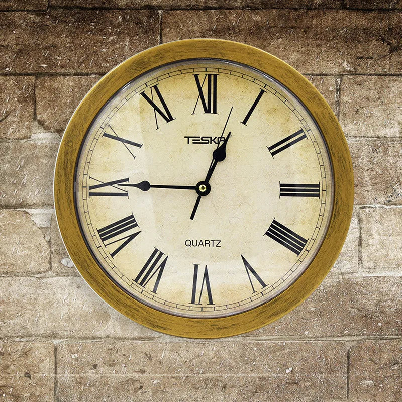 Retro wall clock in metal imitation for minimalist creative decoration - view 2
