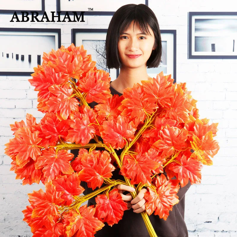 Artificial Silk Maple Leaf Branch, 60 cm or 72 cm, Set of 12