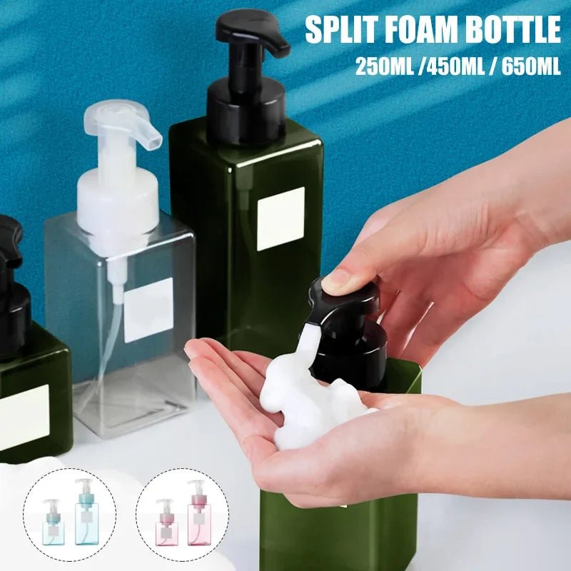 Portable soap dispenser with manual foam pump