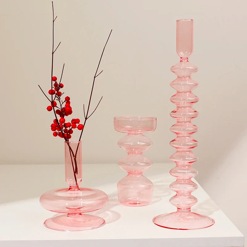 Classic retro glass candlesticks for wedding and interior decoration - view 3