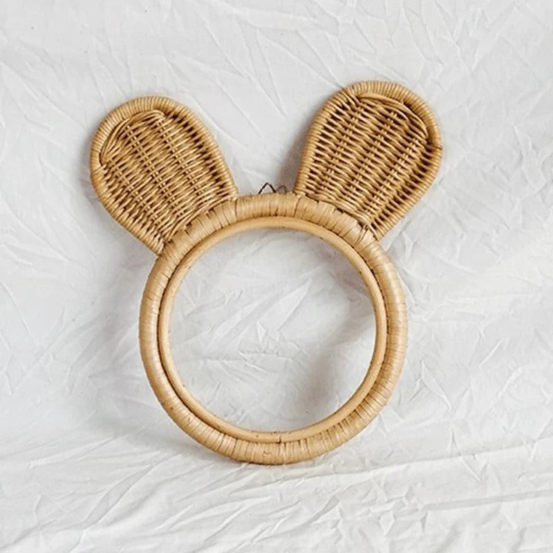 Decoration in rattan artistic mirror rabbit and monkey ears - view 8
