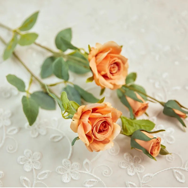 Artificial Silk Rose Flowers in 8 Color Options for Weddings - Orange