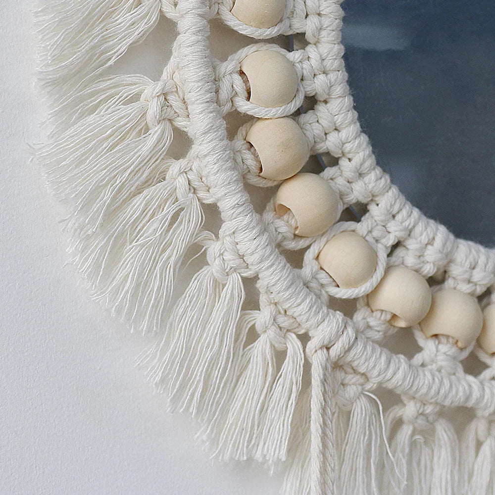 Bohemian Macrame Wall Mirror, Handwoven Cotton Rope - view 2