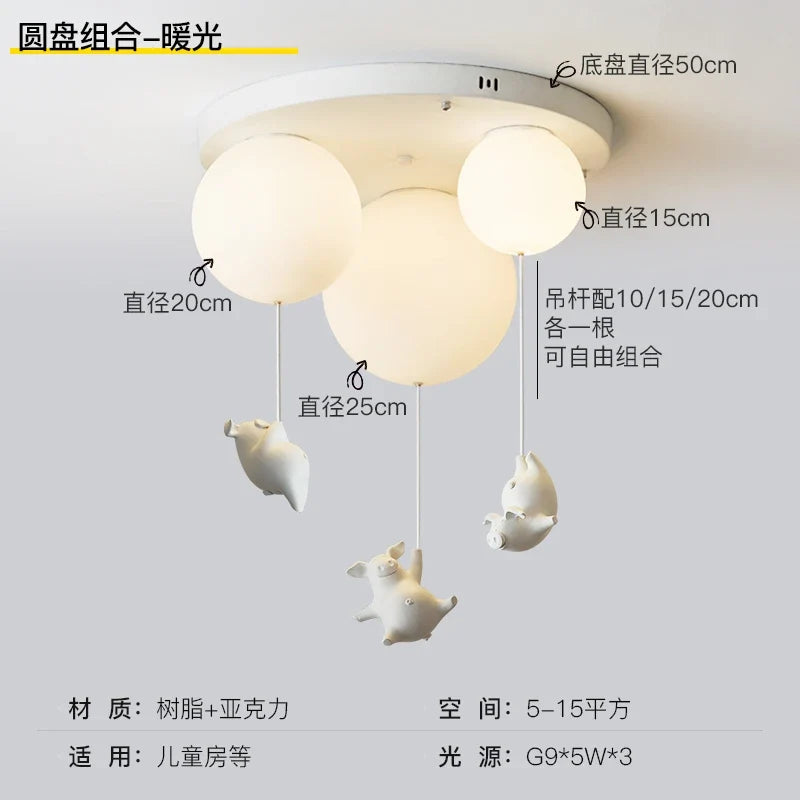 Led ceiling lamp flying pig for decoration children - Disc Combination