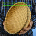 Natural Eco-Friendly Handmade Bamboo Basket, Rattan Storage Basket, Fruit, Vegetables, Bread, Home Organizer - yellow / 20x6.5cm