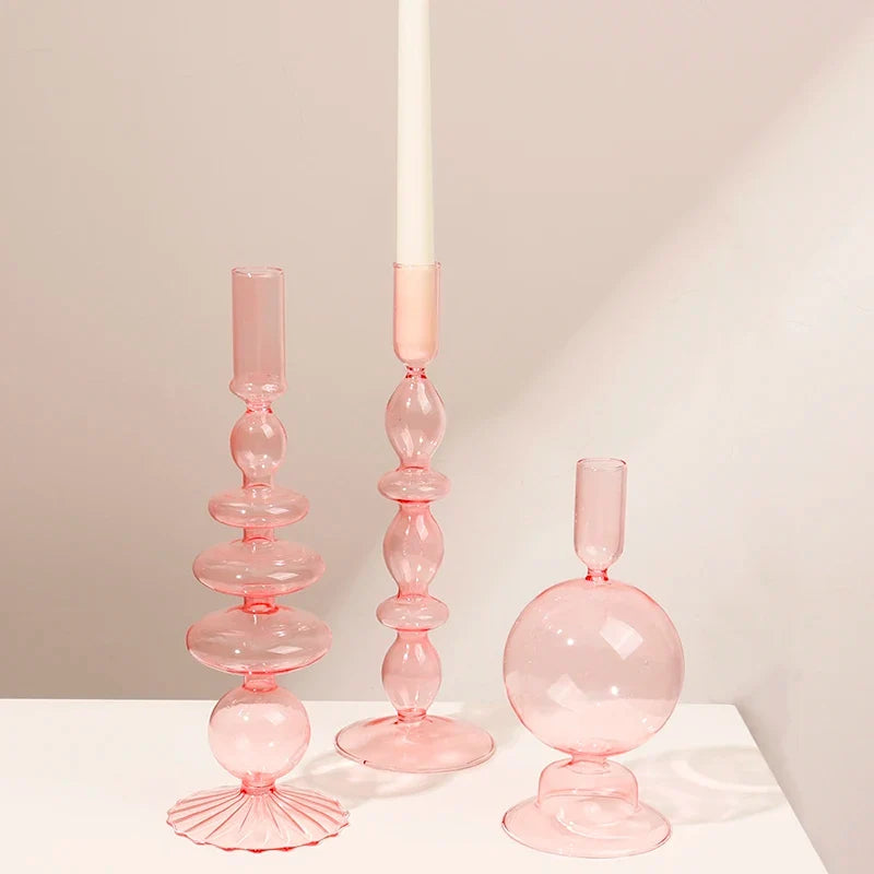 Classic retro glass candlesticks for wedding and interior decoration - view 2