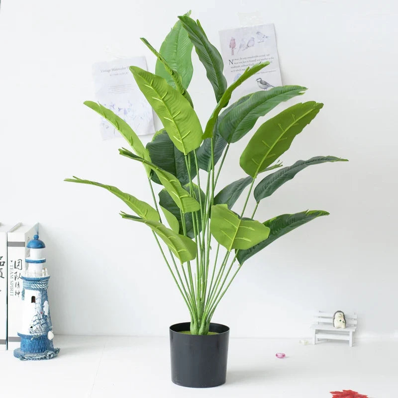 Artificial banana tropical plants with decorative palm leaves - view 5