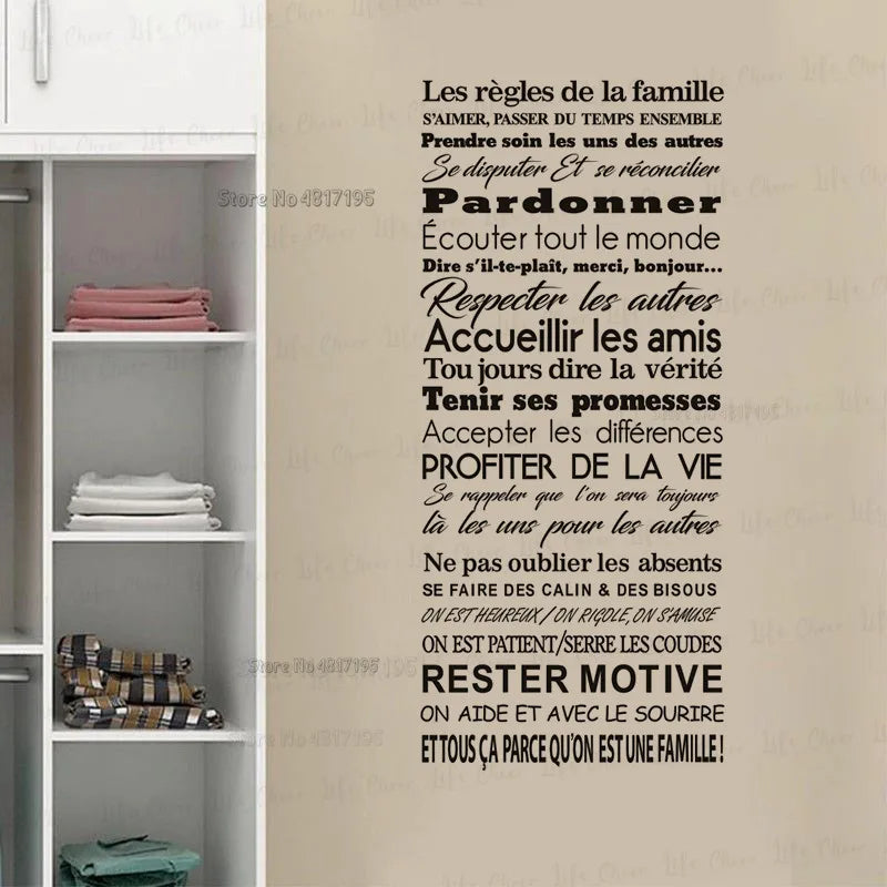 Vinyl wall sticker with quotation rules of the family interior decoration - view 3