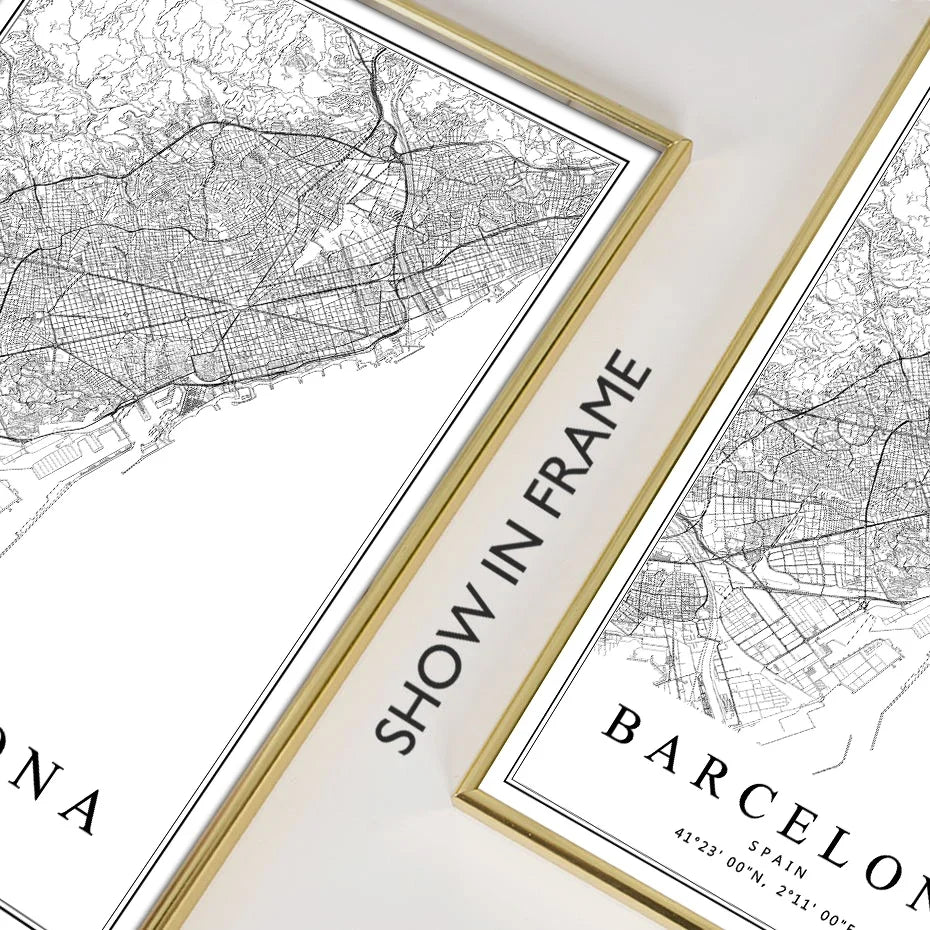 Artistic map of Spanish cities for interior decoration - view 5