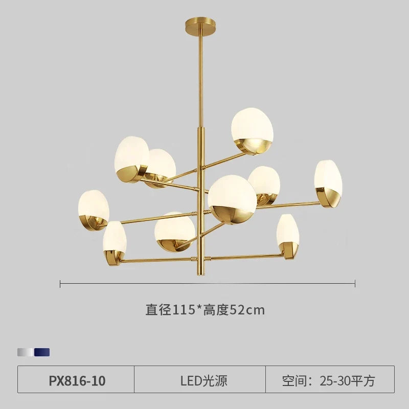 Modern LED glass chandelier creative design for elegant interior - 10 Heads