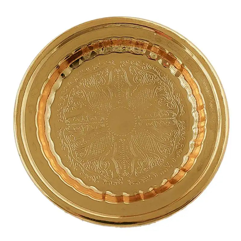 Vintage Relief Storage Tray Mirror Iron Decorative Tray, Jewelry Display Plate, Desktop Candle Sundries Storage Organi - J4 10.3x10.3CM