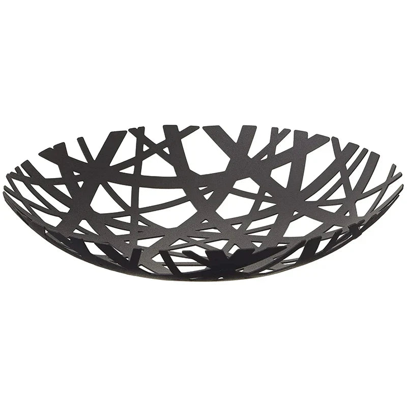 2498 Tower Fruit Bowl - Modern Kitchen Counter Basket Holder,Black - Black