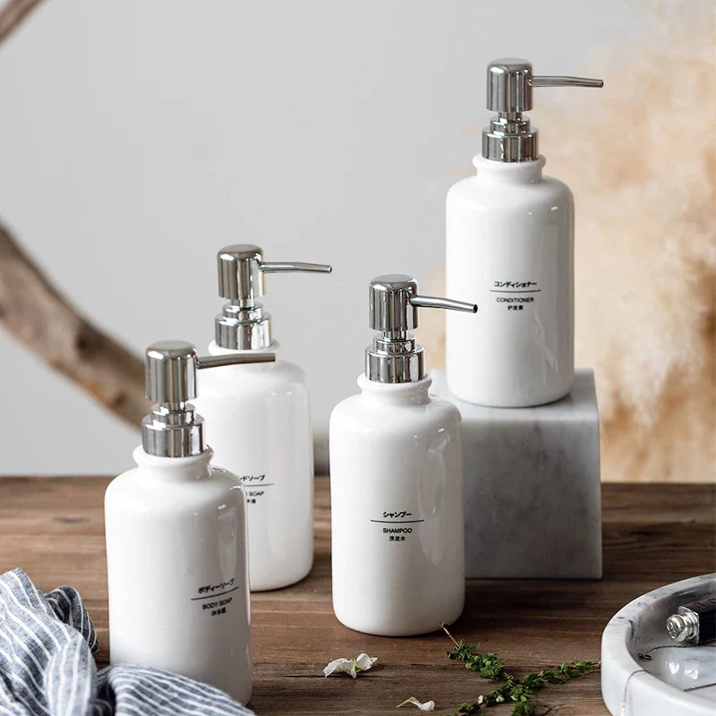 Bathroom accessories in white ceramic Nordic design