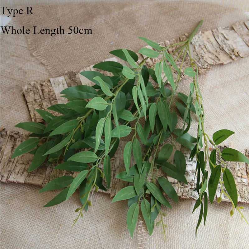 Eucalyptus tree branch round leaves retro decoration in fake foliage - R