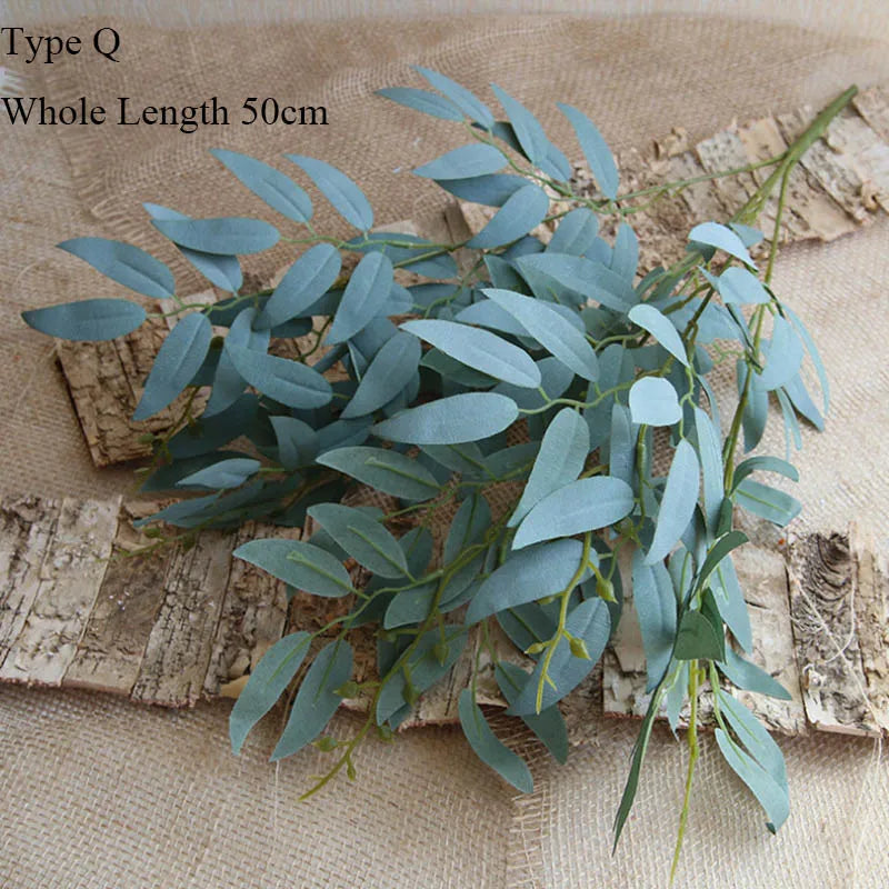 Eucalyptus tree branch round leaves retro decoration in fake foliage - view 4