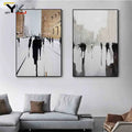 Abstract black and white painting for wall decoration