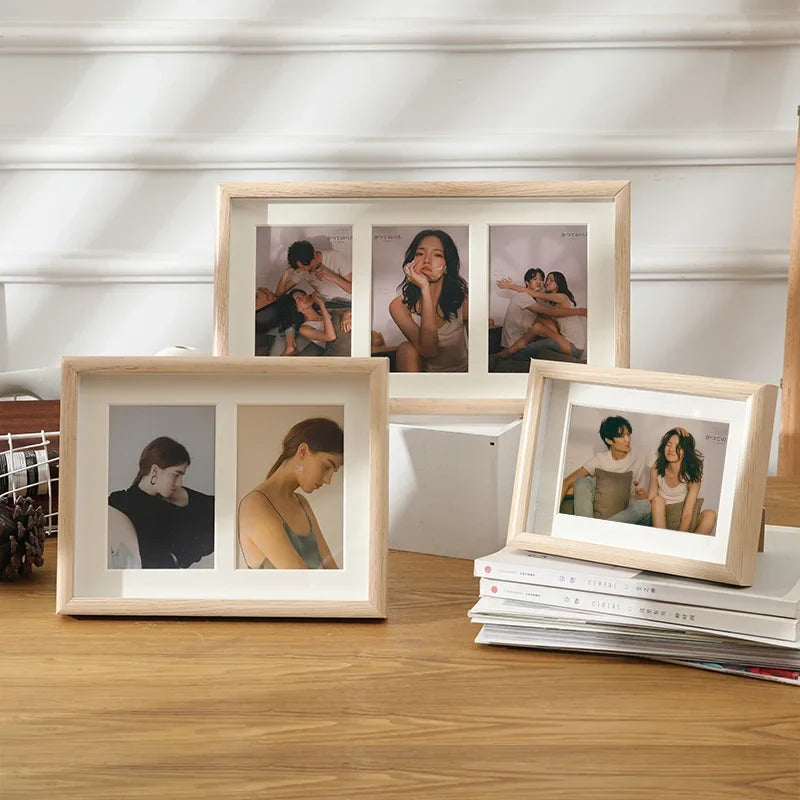 Wooden photo frame for two or three hanging images - view 2