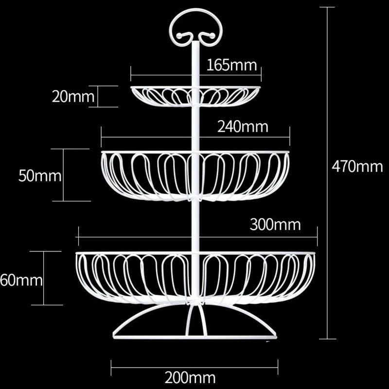 Three-level decorative and practical iron fruit basket - view 3