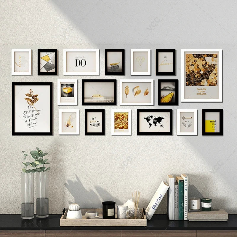 Set of 18 natural wooden photo frames to hang on the wall - view 3