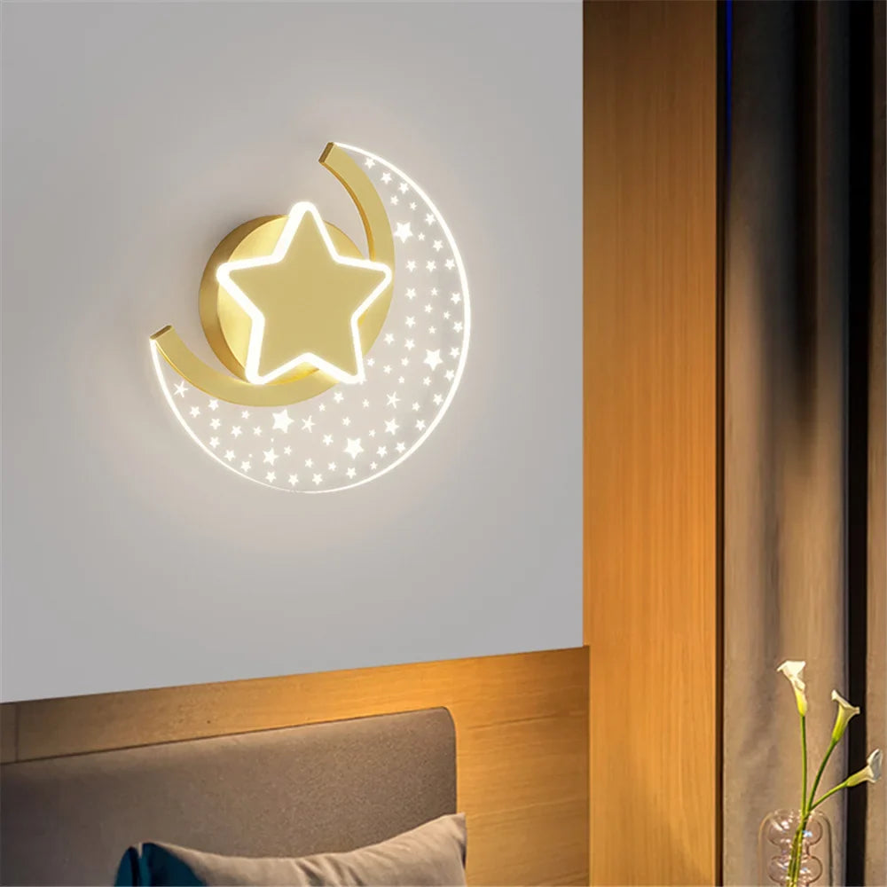 Led star and moon wall sconce for interior decoration - view 6