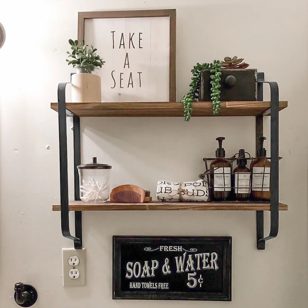 Floating wooden wall shelf for industrial storage - view 2