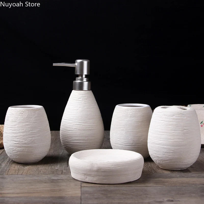 Decorative ceramic bottle for bathroom five pieces
