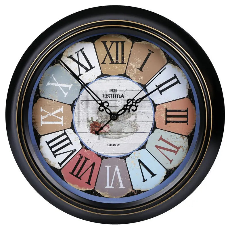 Silent retro style shabbaby wall clock chic interior decoration - Style 19 / 14 pouces