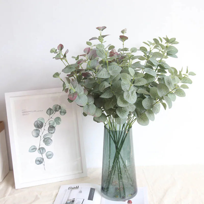 Artificial silk leaf branch for interior decoration and wedding
