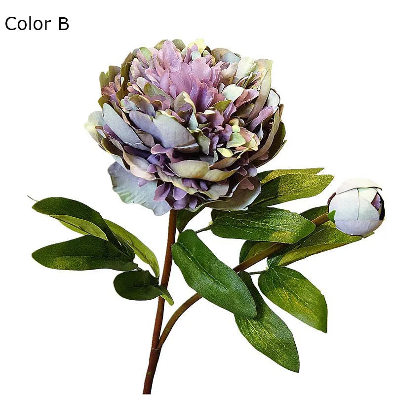 Artificial peony flower branch for elegant decoration - B