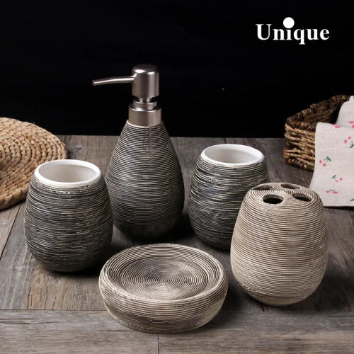 Decorative ceramic bottle for bathroom five pieces - 5 Pieces