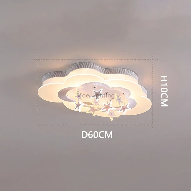 Bright ceiling lamp stars clouds for children's room - Large Size D60cm / Warm White