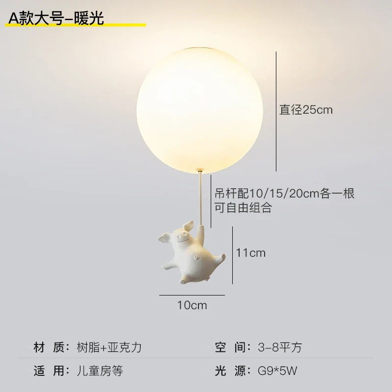 Led ceiling lamp flying pig for decoration children - Large Model A