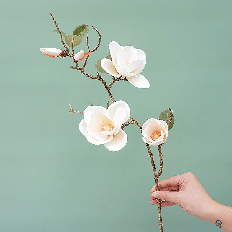 Artificial silk magnolia flower for elegant decoration