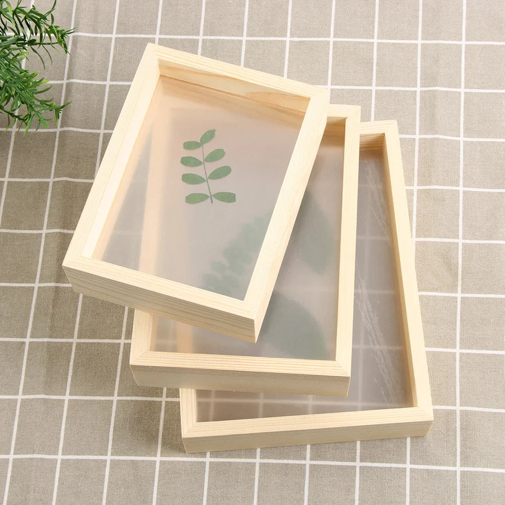 Vintage wooden and transparent plastic picture frame for interior decoration - view 4