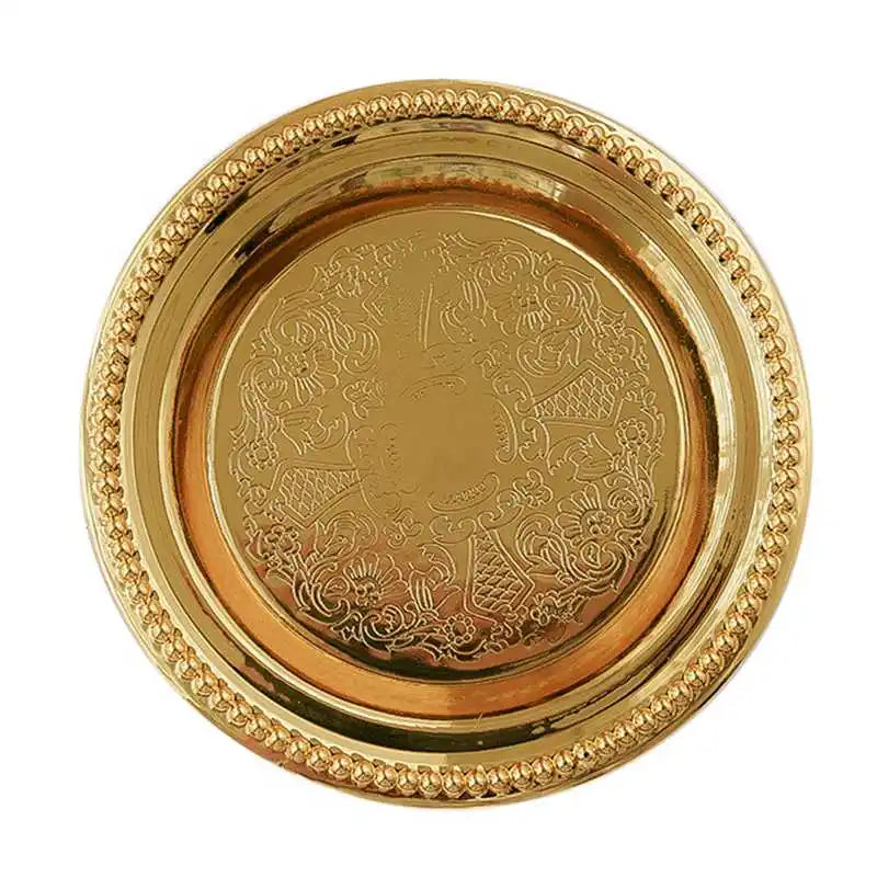 Vintage Relief Storage Tray Mirror Iron Decorative Tray, Jewelry Display Plate, Desktop Candle Sundries Storage Organi - J3 10.3x10.3CM