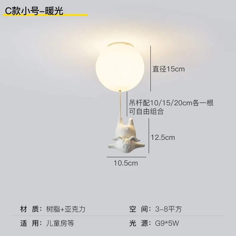 Led ceiling lamp flying pig for decoration children - Small Style C