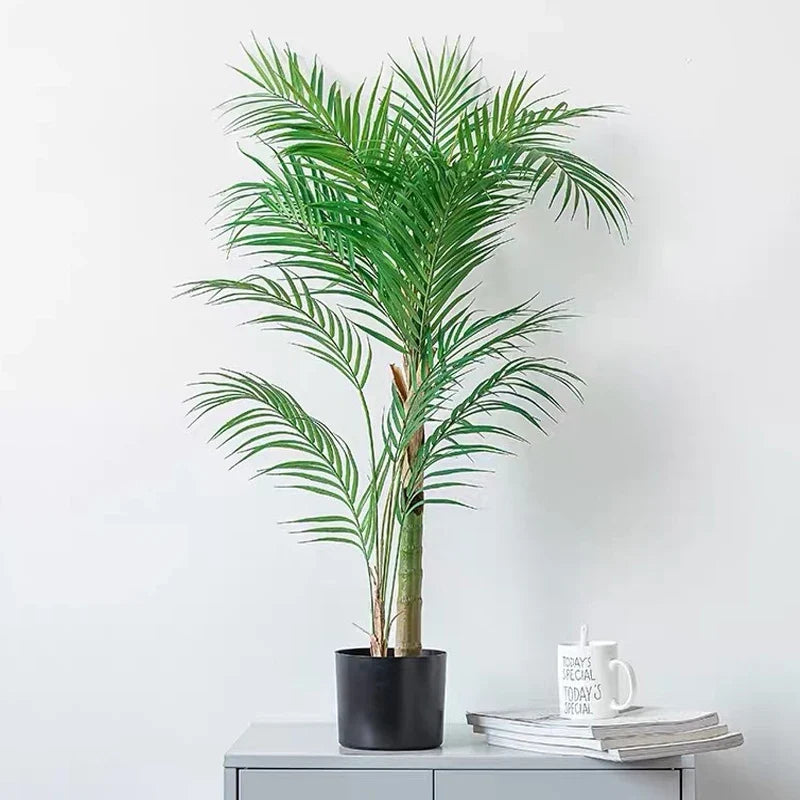 Set of 2 large artificial tropical palm plants for interior decoration