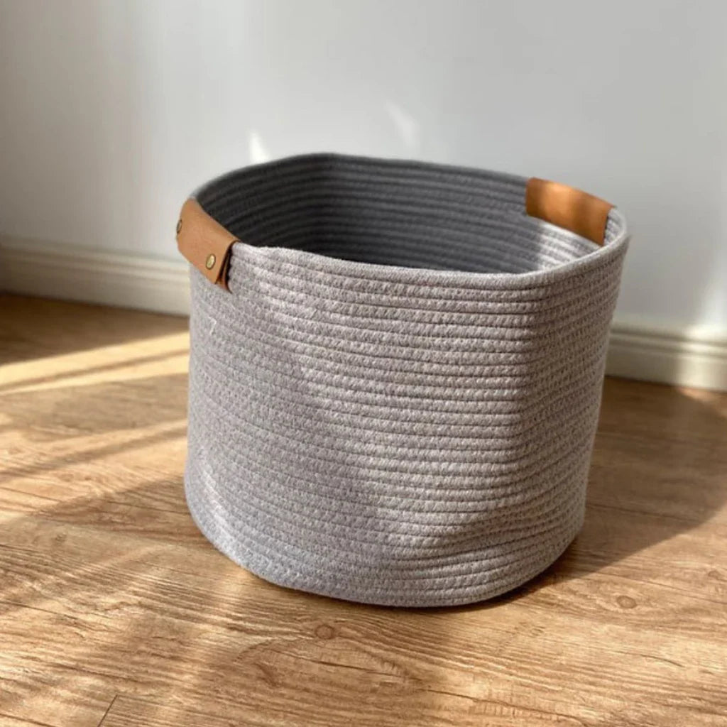 Rope storage basket for toys and baby laundry - Gray L