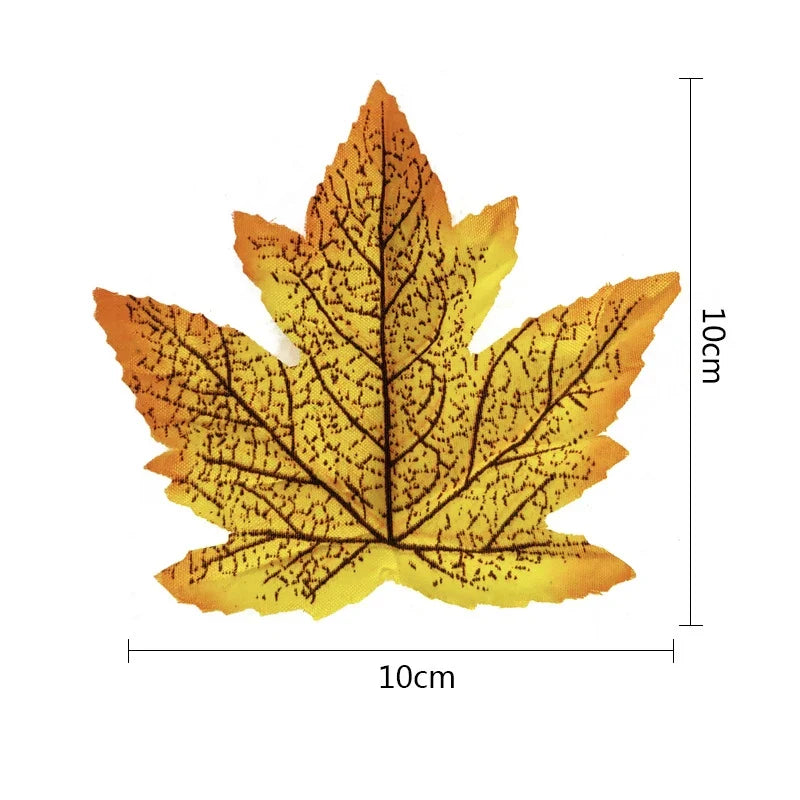 Set of 100 artificial maple leaves for festive decorations - 10